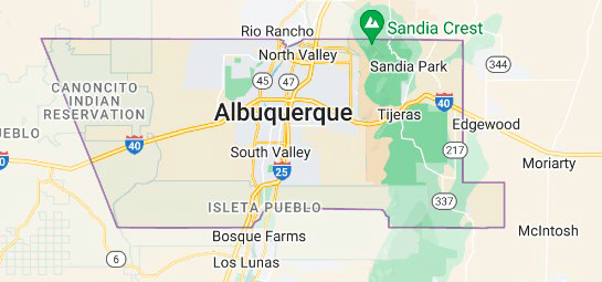 Albuquerque, New Mexico map with pin.