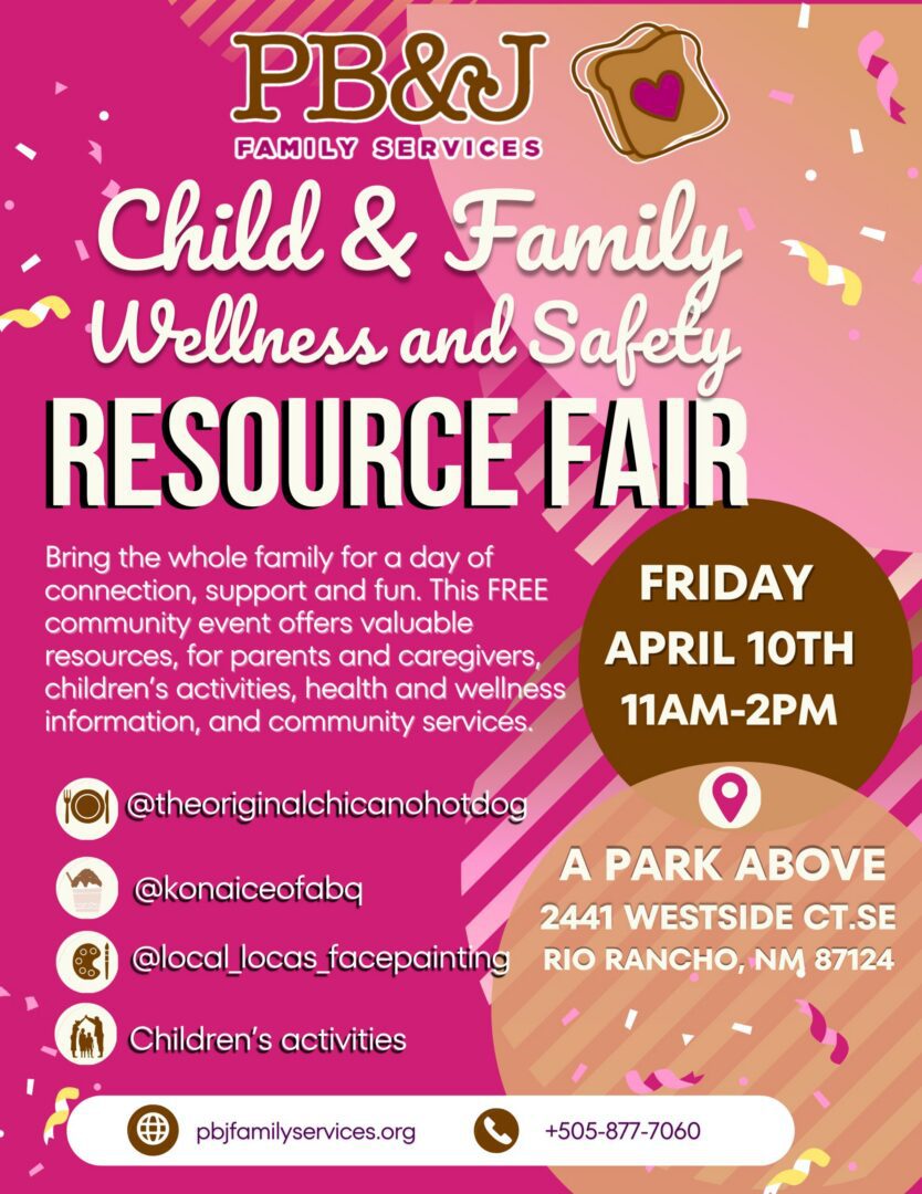Family resource fair poster with event details.