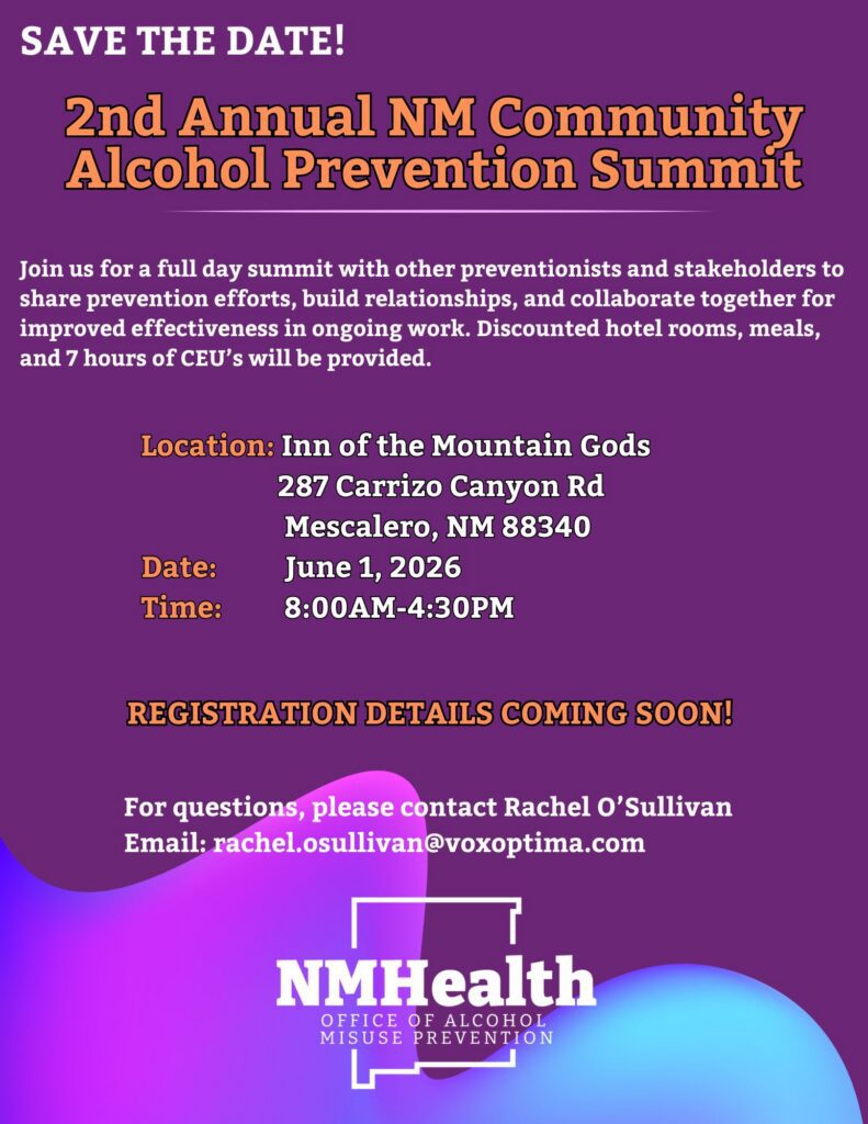 Alcohol Prevention Summit announcement poster.