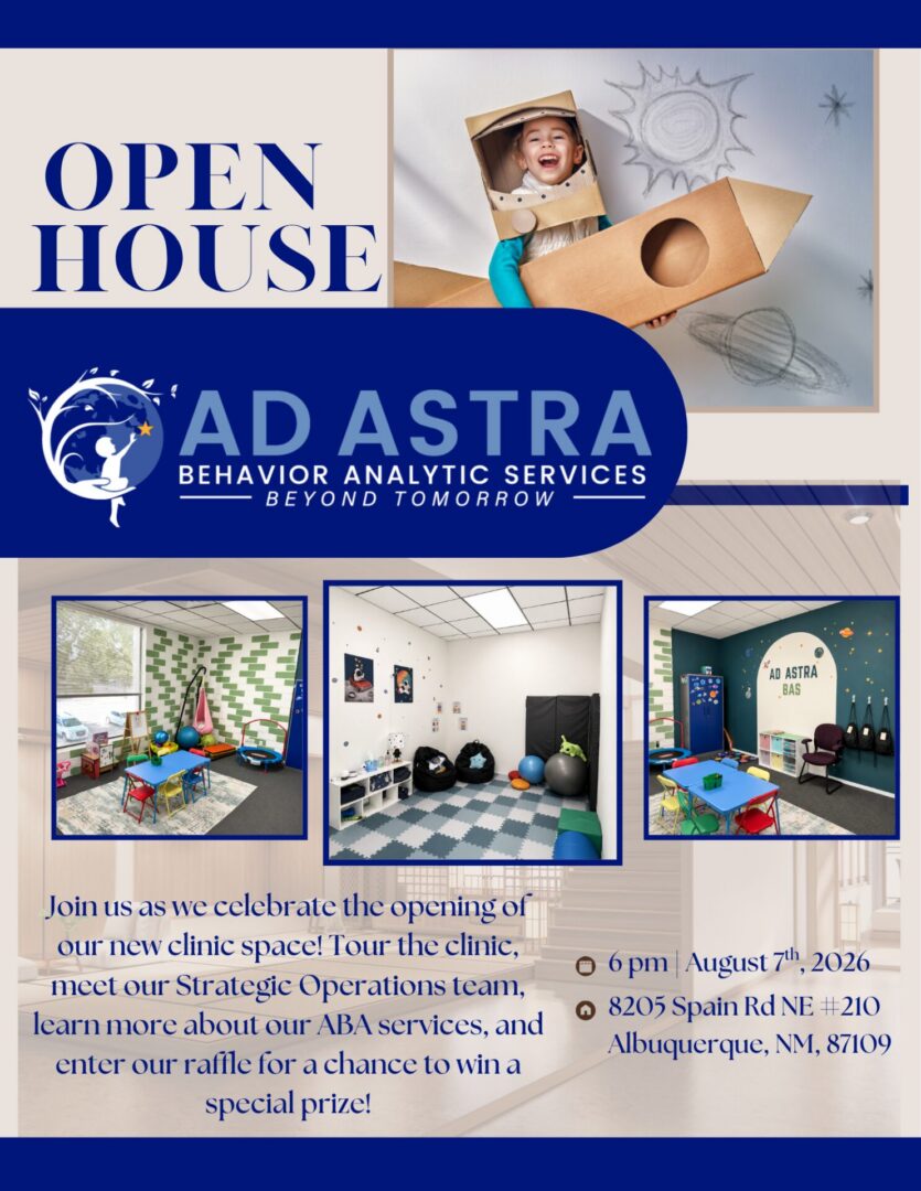 Open house flyer for children's behavioral clinic