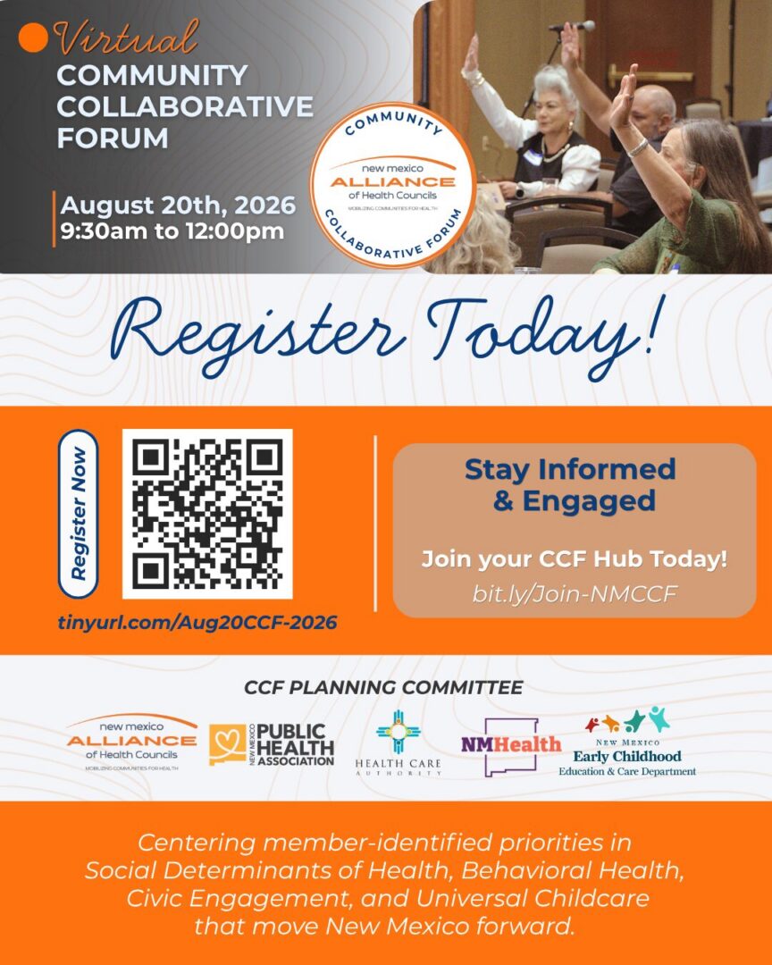Community forum registration flyer with QR code