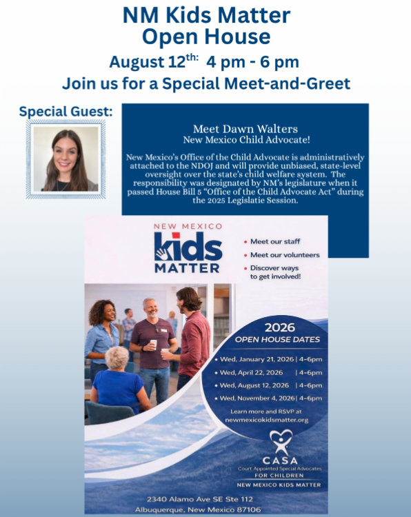 NM Kids Matter open house flyer, Aug 12