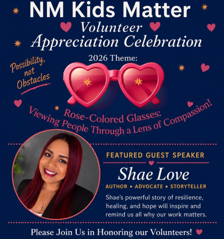 Volunteer appreciation flyer with heart-shaped glasses